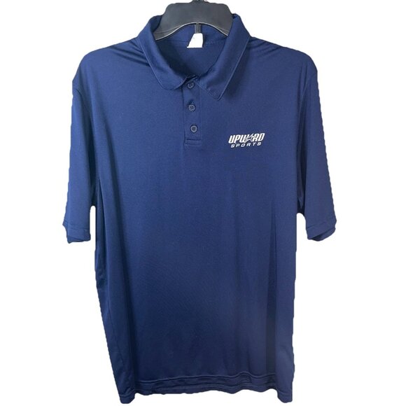 Augusta Upward Sports Polo Navy Blue Embroidered Logo 1/4 Button Up Sz M - Picture 1 of 6